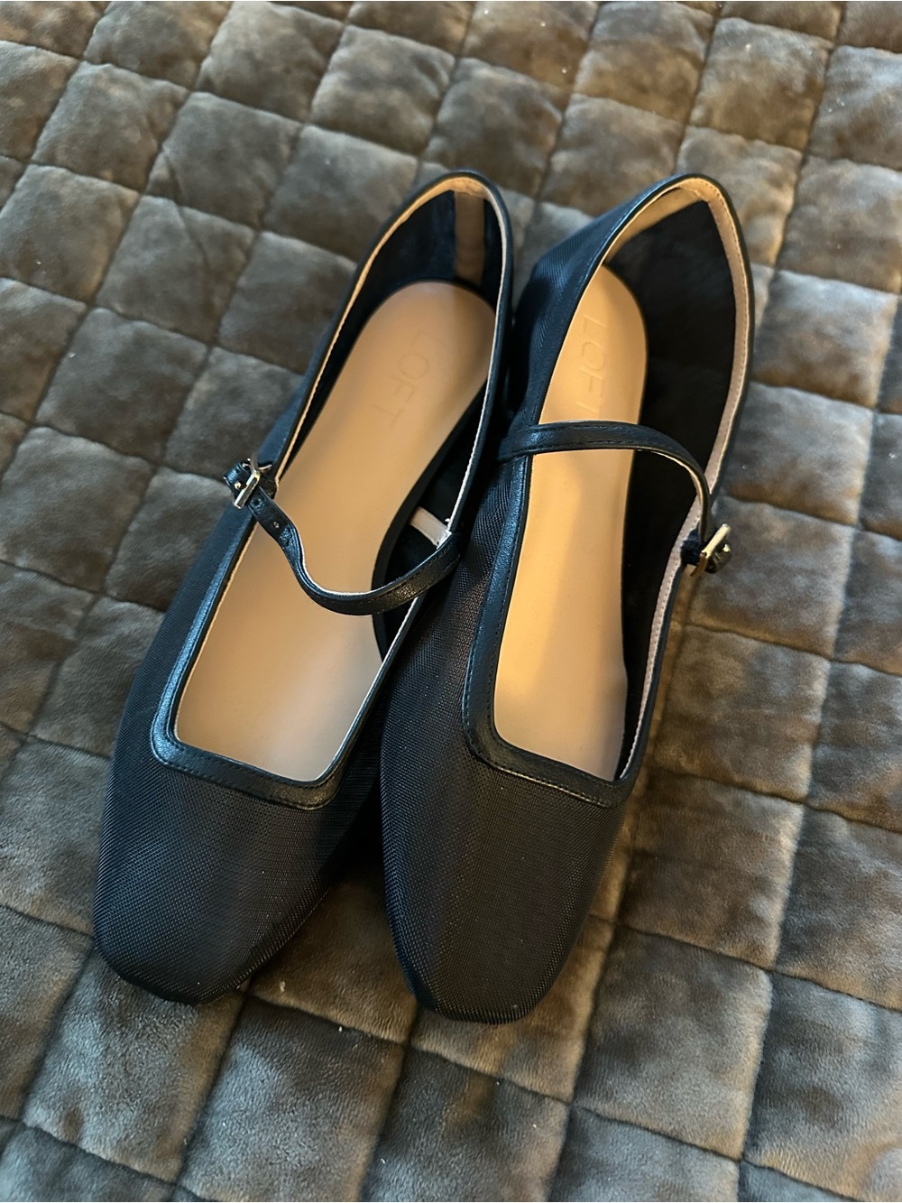 LOFT Black Mary Jane Style Flats with Strap
